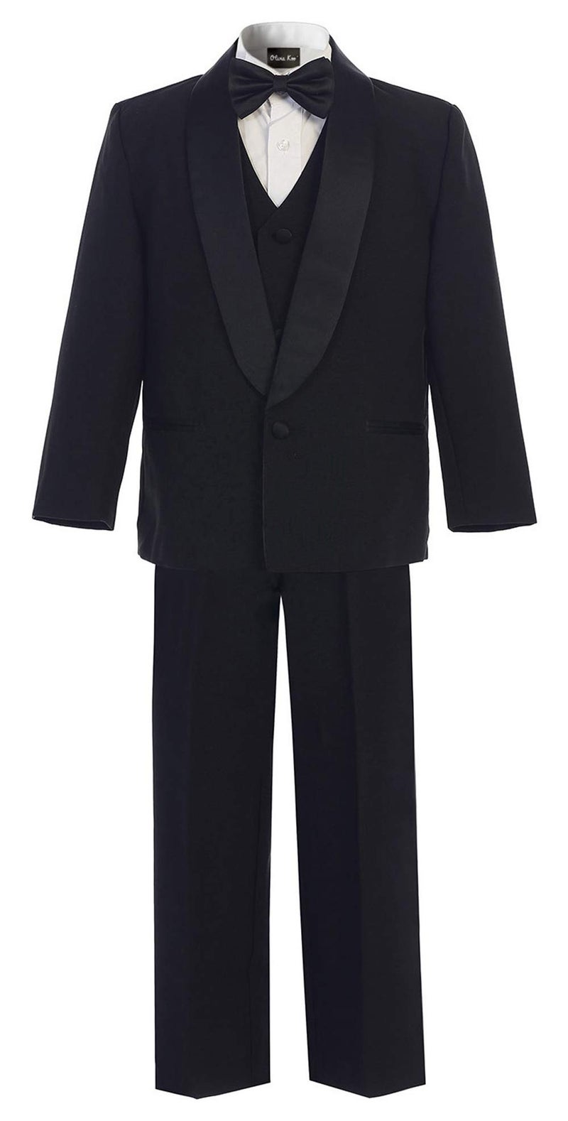 OLIVIA KOO Boy's Perfect Fit Classic Tuxedo Suit With No Tail,Black One Button,3T - Image 1